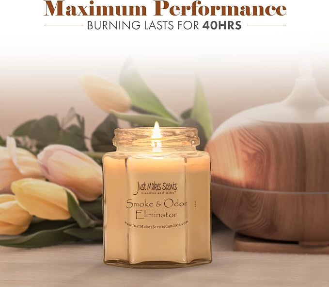 Smoke and Odor Eliminator Candle - Odor Eliminating Scented Candles for Home - Neutralizes Cigarette, Food, and Pet Smells | Natural Soy Wax Candle, Hand Poured in The USA