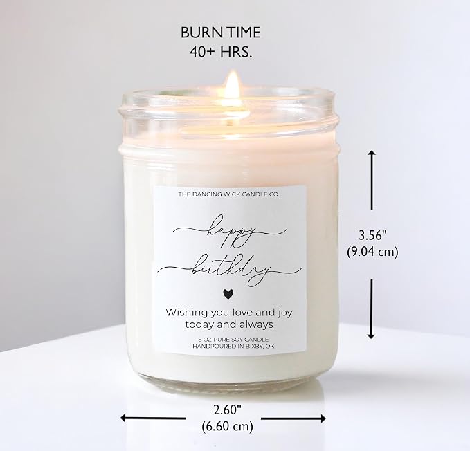 Happy Birthday Candle – Vanilla Cake Scented Soy Wax – Sweet Gift – Women, Friends, Coworkers – 8oz, Hand-Poured – Made in the USA (Happy Birthday)