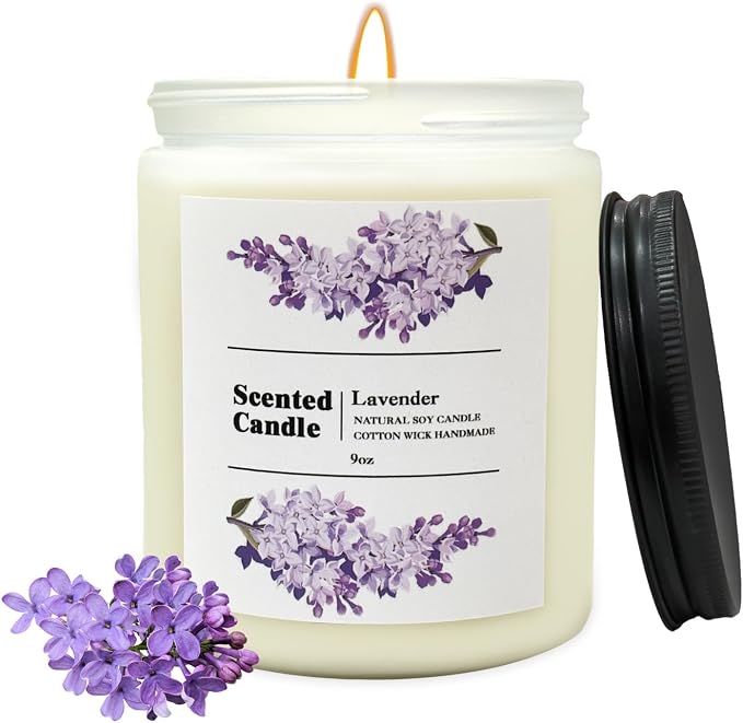 Coniol Natural Lavender Candle Scented Candle for Home - Rich & Warm Aromatherapy for Home Relaxation, Holiday Decor & Stress Relief, Premium Soy Wax for Family Coziness