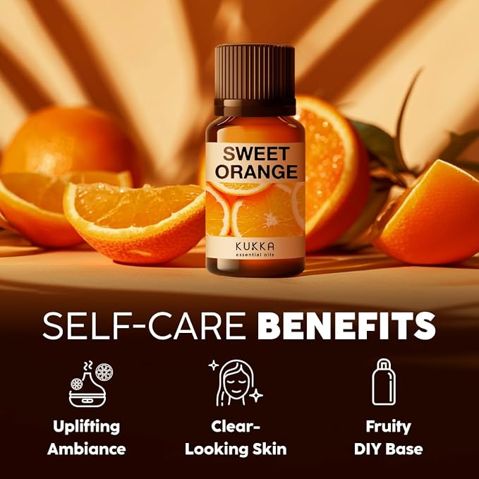 100% Pure Sweet Orange Oil - 0.34 Fl Oz Sweet Orange Essential Oil for Hair, Skin, Diffuser, Aromatherapy & DIY Soap Making Scent