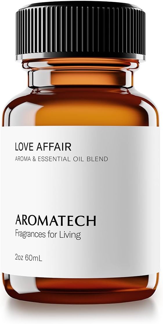 AromaTech Love Affair Aroma Essential Oil Blend: Luxury Hotel Inspired Aromatherapy with Jasmine, Saffron, Cedar & Amber for Ultrasonic Diffusers & Nebulizers (60 mL)