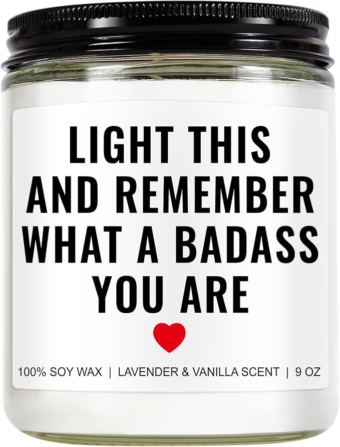 Younift You are a Badass Candle - Motivational & Inspirational Gifts for Women - Encouragement Gifts for Women, Men - Sobriety, Self Love, Self Care, Mental Health, Get Well Presents - 9 oz