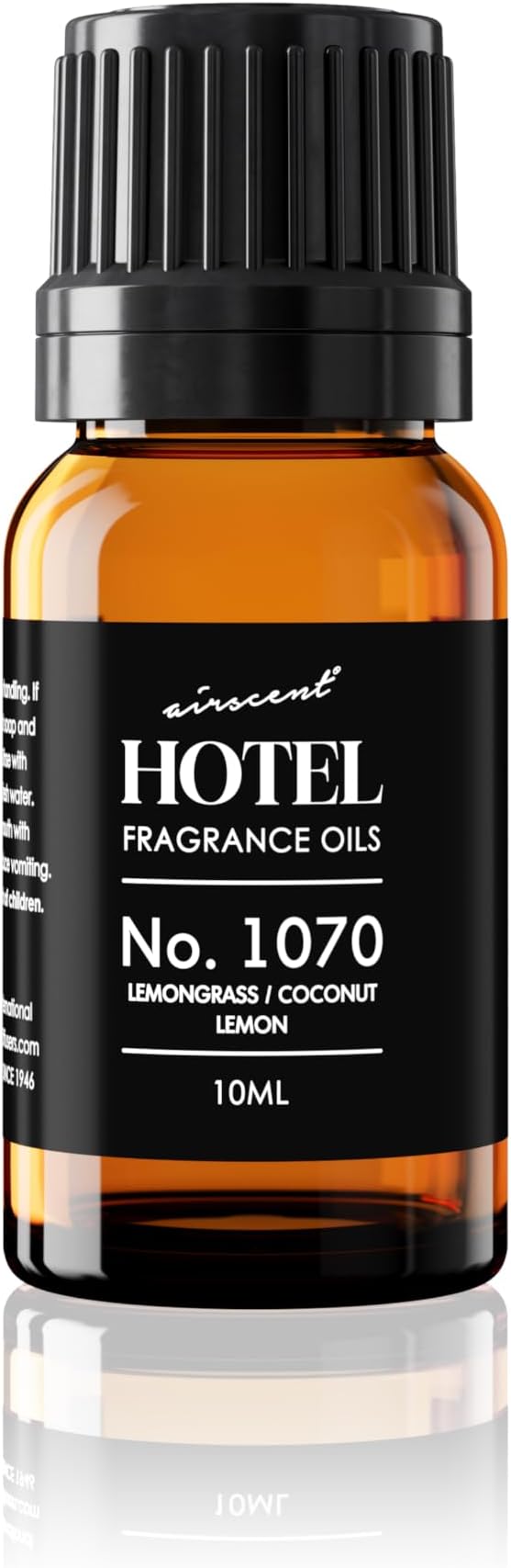AirScent Hotel Diffuser Oil No. 1070 - Lemongrass, Coconut, Lemon - Premium Fragrance Oil for Ultrasonic and Waterless Diffusers and Crafting - 10 mL, 0.34 fl oz Glass Dropper Bottle