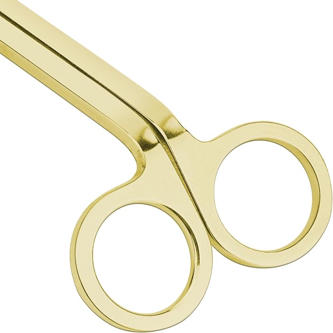 CHEFBEE Candle Wick Trimmer, Polished Stainless Steel Wick Clipper Cutter, Scissors, Reaches Deep Into Candles to Cut Spent Cord, Allow Cleaner Burn and Prevent Soot Buildup (Gold)