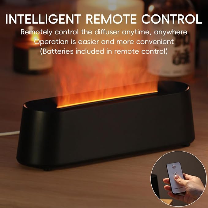 YALEDI Essential Oil Diffuser, Fireplace Flame Fire Oil Diffuser, 250ml Cool Mist Aromatherapy Humidifier, Scent Diffuser with 7 Colors Light, Remote Control, Timer & Auto-Off for Home, Room (White)