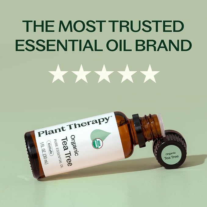 Plant Therapy Organic Tea Tree Oil (Melaleuca) 100% Pure, USDA Certified Organic, Undiluted, Natural Aromatherapy, Therapeutic Grade 30 mL (1 oz)