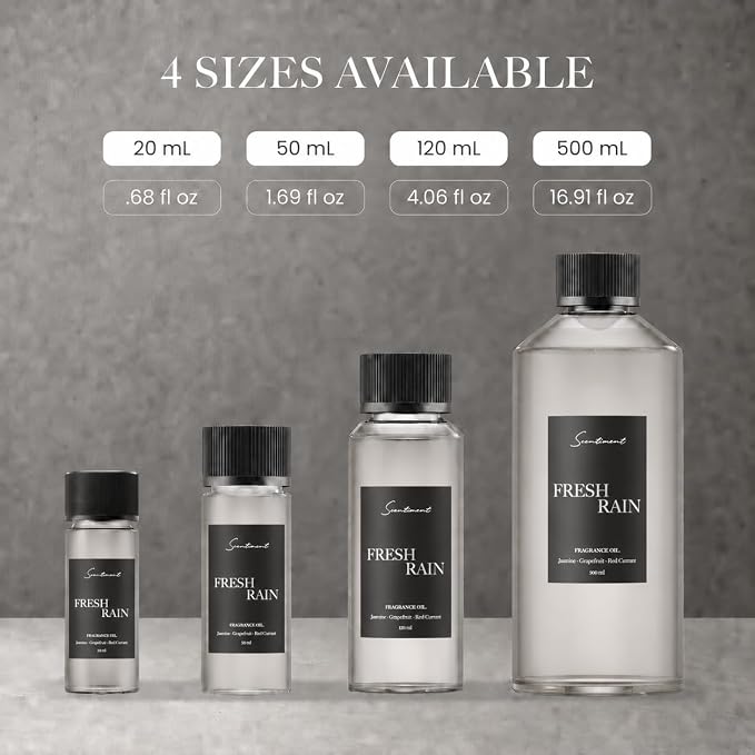Scentiment Fresh Rain Diffuser Oil - Premium Hotel Scent with Notes of Jasmine, Grapefruit and Red Currant Home Scent, Hotel Fragrance Oil Diffuser Refill - 0.68 fl oz (20 mL)