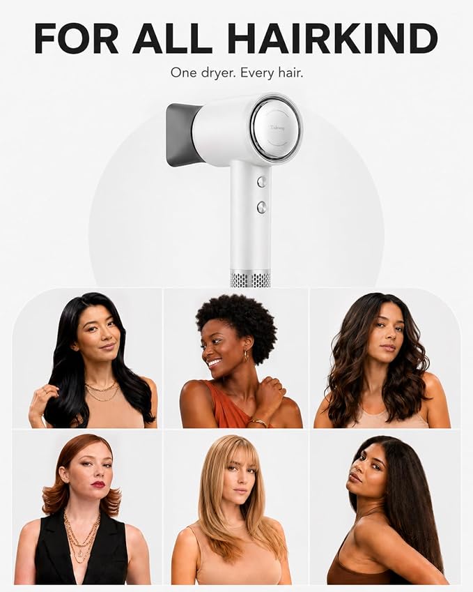 Tideway Hair Dryer Professional High-Speed Ionic Blow Dryer 110,000 RPM, Compact Hair Dryer with Magnetic Diffuser, Fast Drying with Brushless Motor Low Noise Smart Temperature Control-H11
