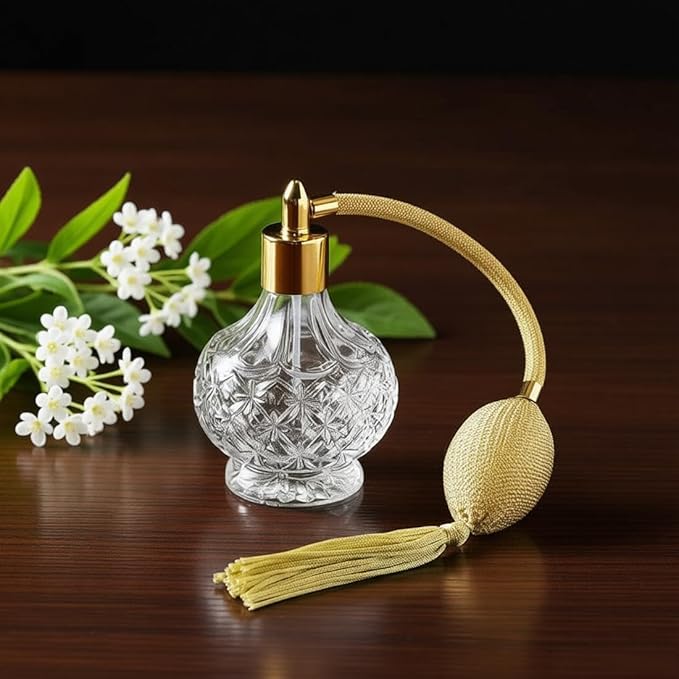 BOGZON 80ml Clear Crystal Vintage Style Perfume Bottle Gold Long Spray Tassels Atomizer Pump Refillable Glass Bottles Makeup Tool