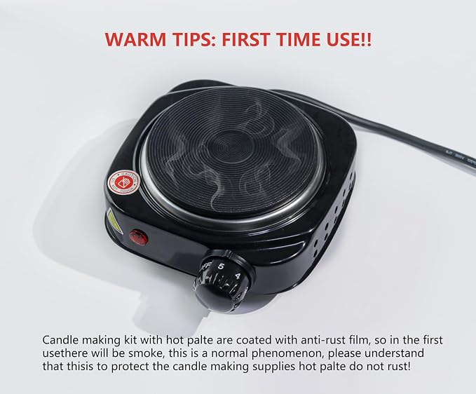 Aroparc Wax Melting Pot with Hot Plate, 40oz/1200ml Pouring Pot | 5 Temperature setting hot plate, Large capacity melting pot 40oz, Candle making wicks&stickers, Thermometer and others