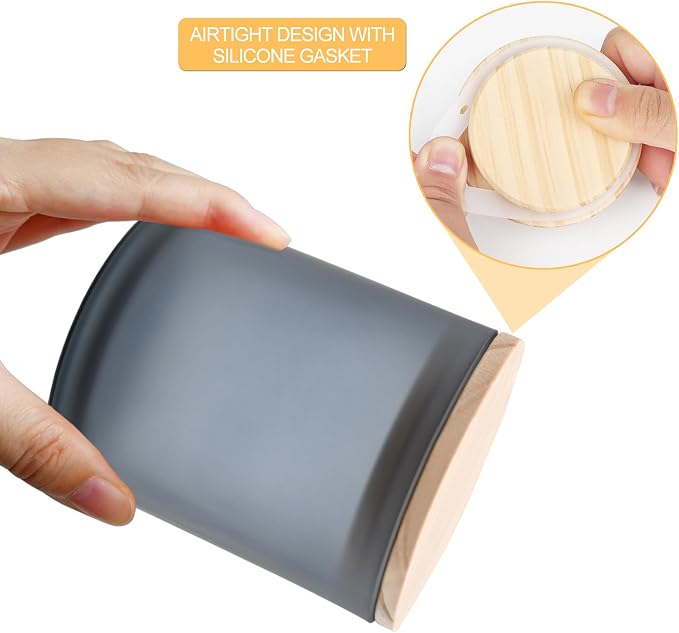 SHOWIN 10 OZ Thick Candle Jars for Making Candles 15 Pcs, Empty Jars with Wood Lids for Candle Making, Sample Container, Frosted Grey