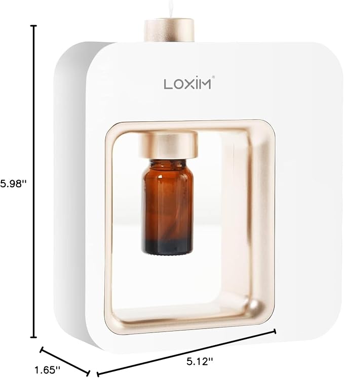 LOXIM Essential Oil Diffusers, Waterless Aromatherapy Diffuser, Nebulizing Technology Aroma Scent Machine, Super Quiet, Heatless, Portable, Rechargble for Home Living Room Office (White Gold)