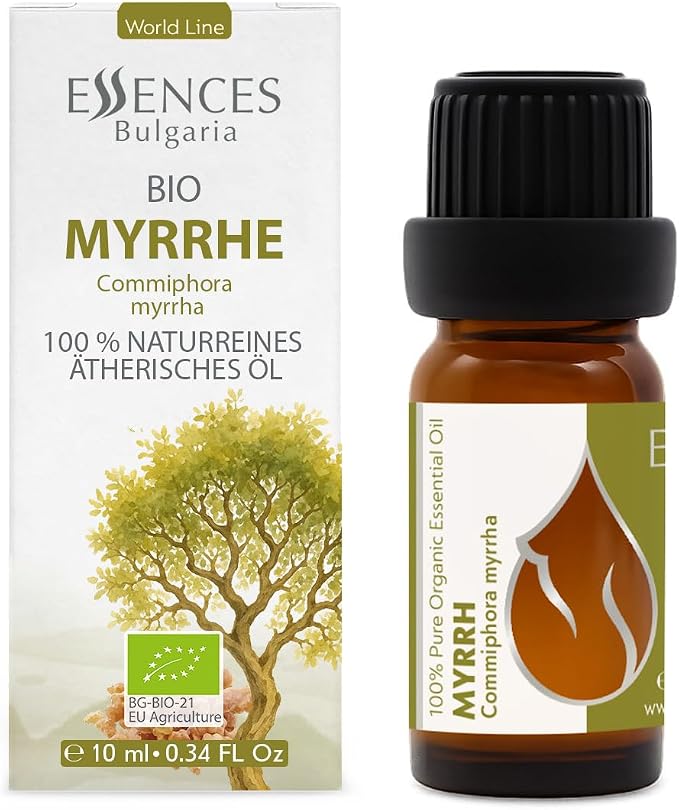 Essences Bulgaria Organic Myrrh Essential Oil 0.34 Fl Oz | 10ml | Commiphora myrrha | 100% Pure and Natural | Undiluted | Therapeutic Grade | Aromatherapy | Cosmetics | Cruelty Free | Non-GMO