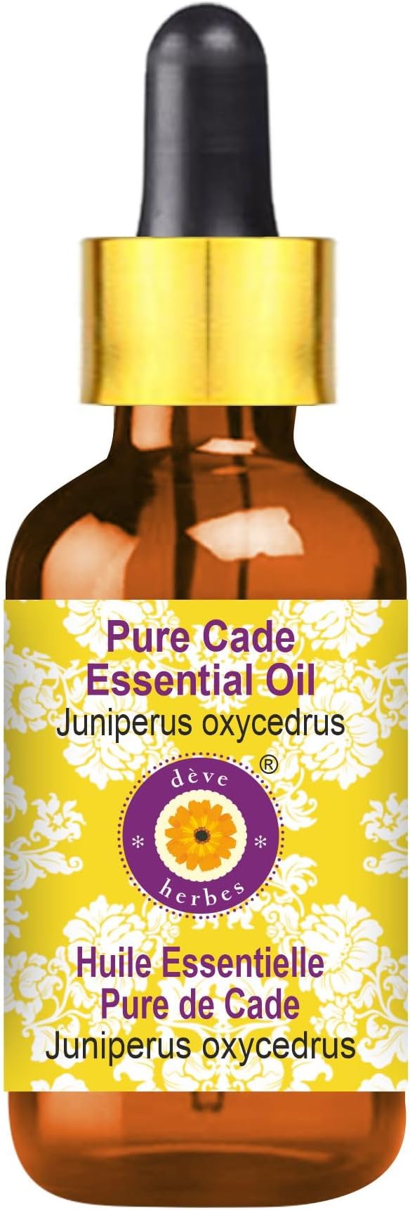 dève herbes Cade Essential Oil (Juniperus oxycedrus) with Glass Dropper | Pure | Non-Sticky | Non-Greasy | Lightweight | Men & Women | All Skin Types | Steam Distilled 50ml (1.69 oz)