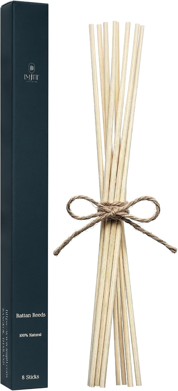 Diffuser Replacement Sticks - Aroma Reed Fragrance Sticks Refill for Home and Bathroom - Rattan Essential Oil Sticks for Scented Diffuser - 8inch Diffuser Sticks (8pcs)