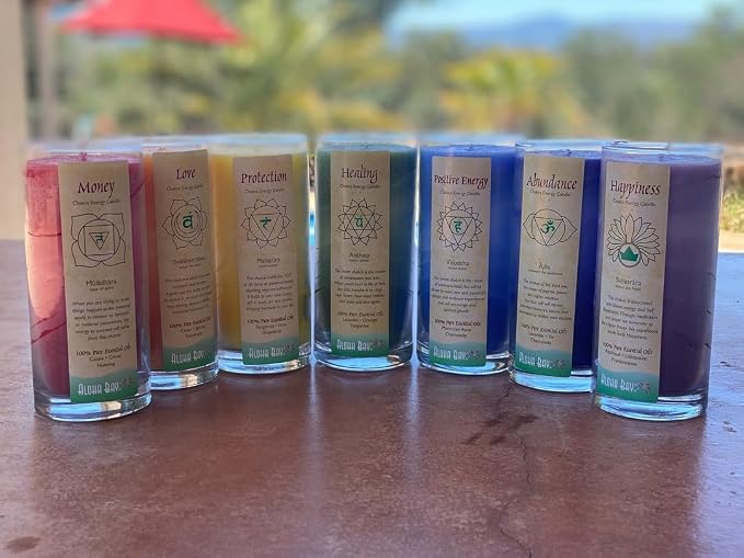 Premium Scented Candle Hand Made Chakra Energy Jar | 11 Oz Jar | Money, Muladhara| Yoga, Prayer & Meditation Candle | Long Burn 60 Hours | Essential Oils of Cassia, Clove & Nutmeg | Aloha Bay