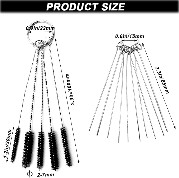 21 Pieces Nylon Mini Cleaning Brush Set Metal Straws Air Brush Spray Gun Humming Bird Feeders Coffee Machine Tubing Pipe Cleaner Nozzle