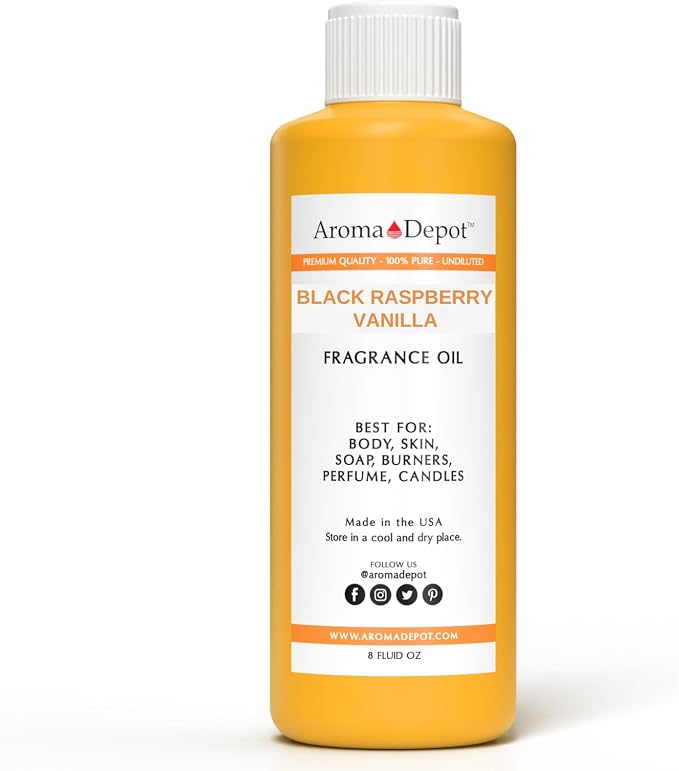 Aroma Depot Black Raspberry Vanilla 8 fl oz. Fragrance Oil I Perfume I Skin Oil I Scented Oil for DIY Projects Bath Bombs, Body Butters, Creams & Lotions. Works for Diffuser, Burners, or Warmers.