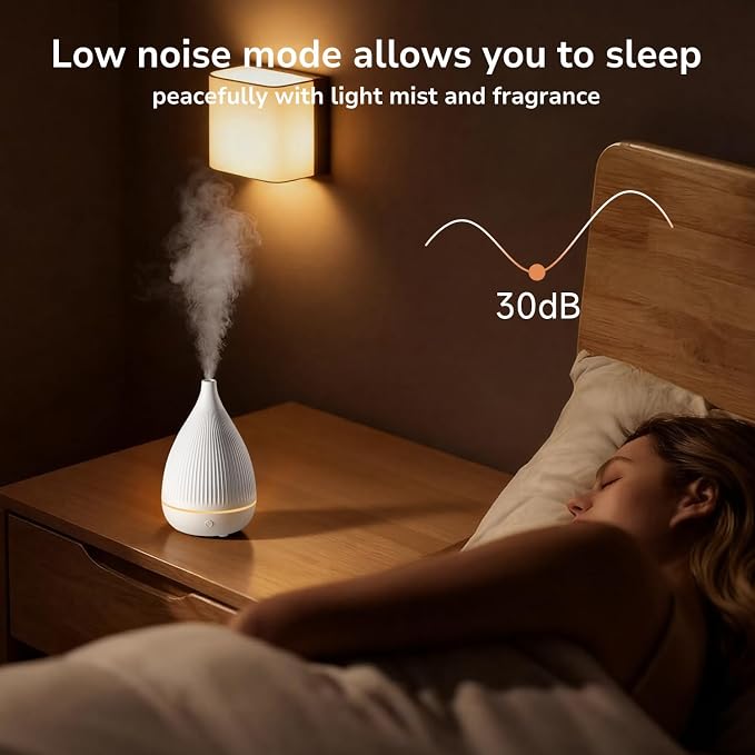 Ultrasonic Essential Oil Diffuser, Home Fragrance Aroma Diffuser with Auto Shut-Off, Color Change Night Light & Ultra-Quiet Operation, BPA-Free Portable Aromatherapy Humidifier for Home (White-2)