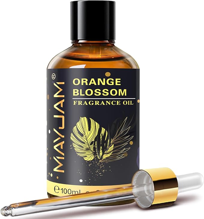 MAYJAM 100ML/3.38FL.OZ Orange Blossom Fragrance Oils with Glass Dropper, Essential Oils for Diffusers, Long Lasting Scented Oils for Soap Candle Making