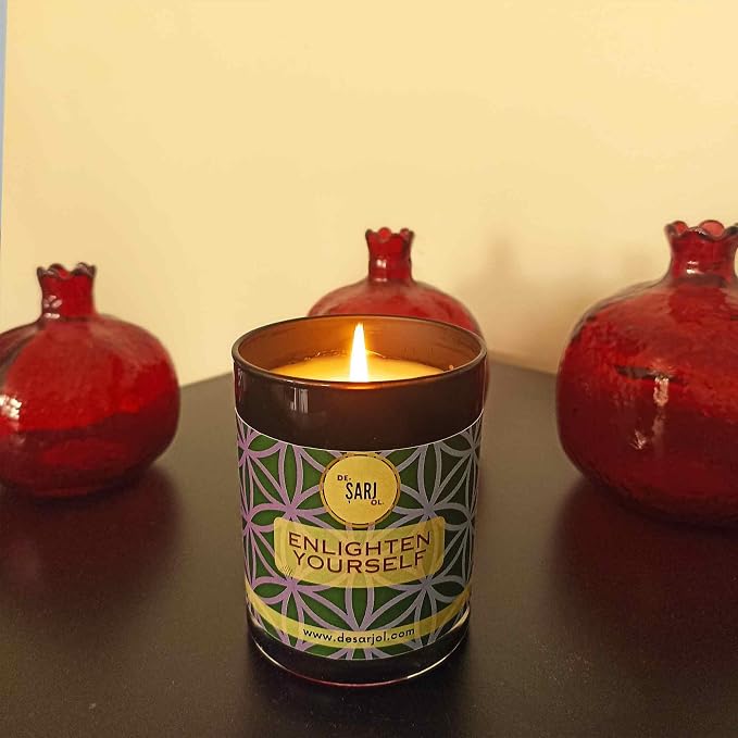 Handmade Glass Ottoman Organic Bath Soap Scent Glass Candle 14oz 100 Hour Long-Burning, Highly Scented, Natural Beeswax & Essential Oils Candle for Home, Stress Relief & Aromatherapy (Purple)