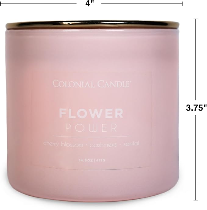Colonial Candle Flower Power Scented Jar Candle, Pop of Color Collection, 3 Wick, 14.5 oz - Up to 60 Hours Burn