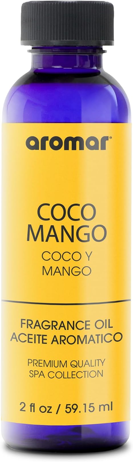 AROMAR Premium Fragrance Oil, Pack of 3 Coco Mango 2oz. Bottles. Long Lasting Aromatic Scent, Fresh and Revitalizing Aromatherapy for Living Room, Bedroom, and Kitchen