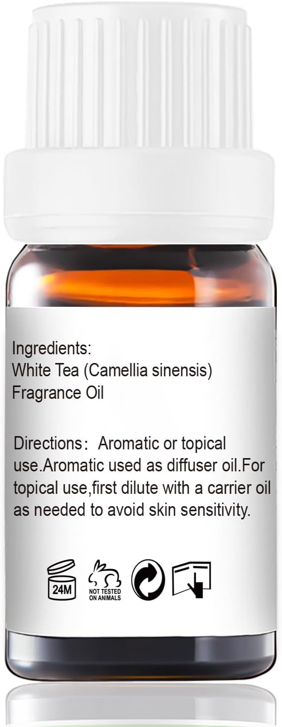 Gm Gumili White Tea Diffuser Oil - Pure Natural Fragrance for Aromatherapy, Perfume Making, Candles, Soap, Room Spray, Diffuser Blends - Organic, 10mL Undiluted - Pack of 2
