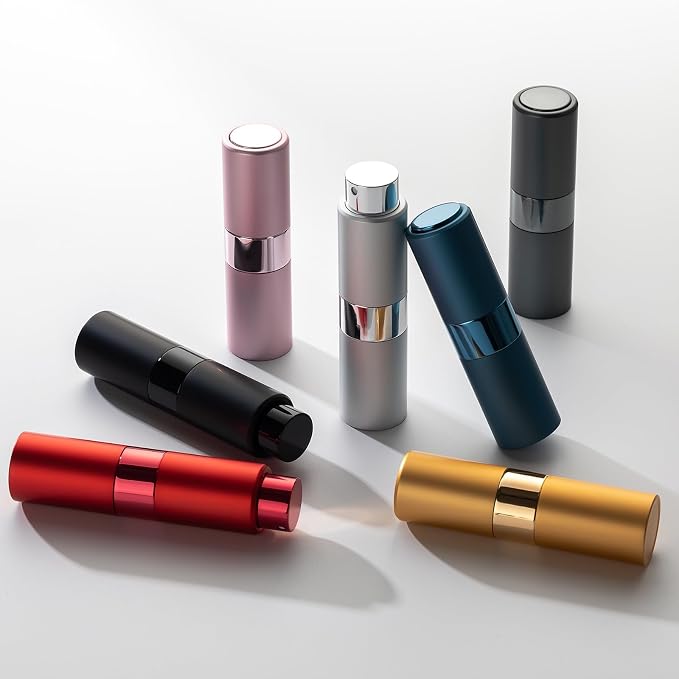 Cologne Travel Bottle 20ml - Large Size Perfume Atomizer Refillable for Men - Pocket Empty Fragrance Sprayer for Refill - 0.67oz Portable Twist Spray Sample Container for Purse Black &Gold