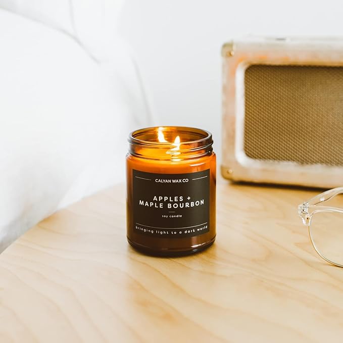 Calyan Wax Co. Palo Santo & Cypress Scented Candle - 57 Hour Burn - Luxury Clean Soy Wax Candles - Long Lasting Amber Glass Jar Candle for Home - 7.2oz