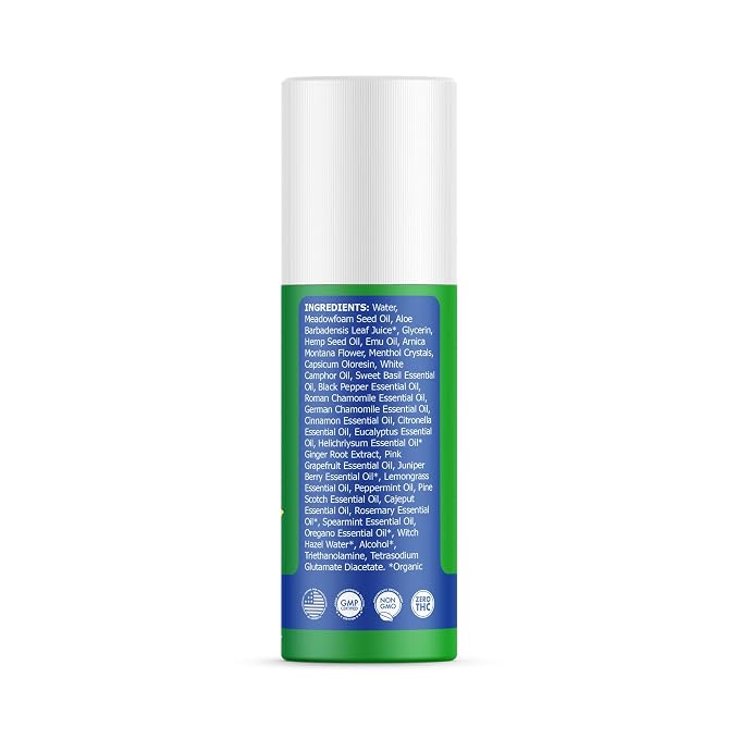 Hemp Emu - Hemp Roll On Gel - Muscle Rub for Back & Joint Discomfort - Soothing Gel with Organic Hemp Oil, Emu Oil, Menthol, Eucalyptus, Aloe Vera
