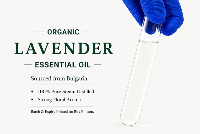 Lavender Essential Oil, USDA Certified Organic, 100% Pure Undiluted, Aromatherapy Oil for Diffuser, Hair & Skin Care