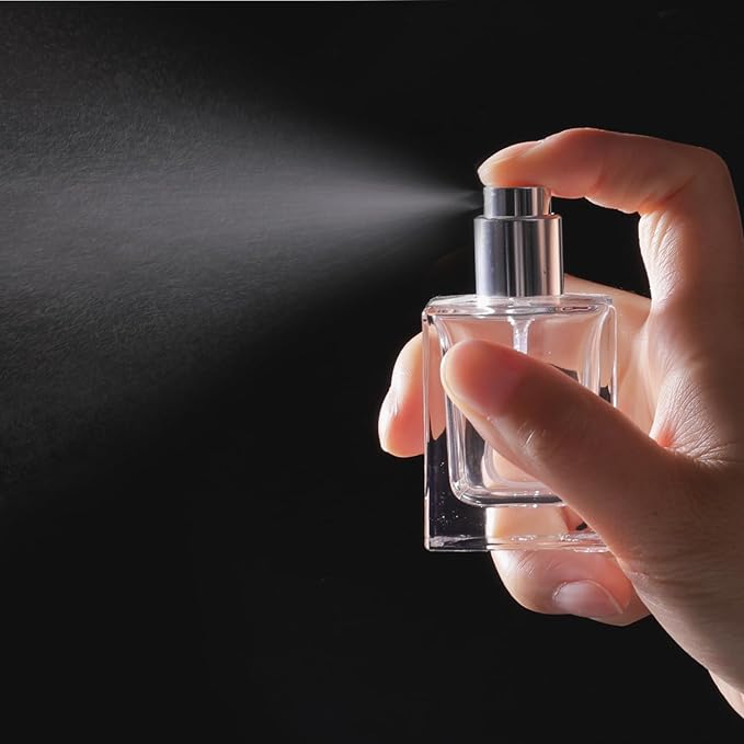 2 Pack 30ml/1 Oz Glass Spray Bottle Perfume Atomizer,Empty Travel Refillable Perfume Spray Bottle with 3 Kinds of Dispenser (White Cap, 30ml)