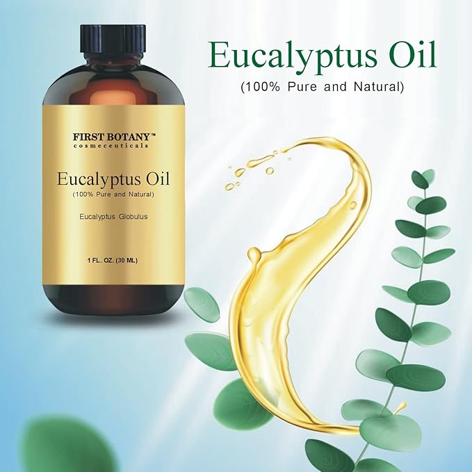 First Botany, 100% Pure Eucalyptus Oil - Premium Eucalyptus Essential Oil for Aromatherapy, Massage, Topical & Household Uses - 1 fl oz