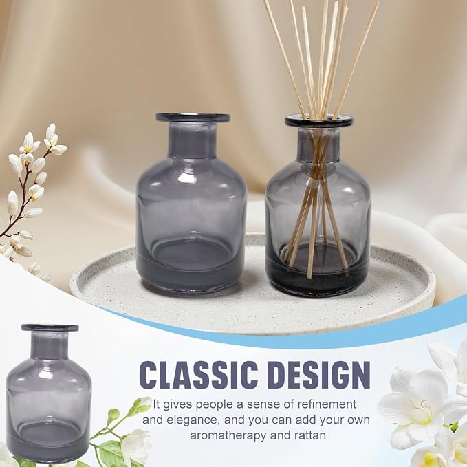 150ml/5oz Empty Glass Diffuser Bottle - Aromatherapy Storage Container - Fragrance Accessories - DIY Replacement for Diffuser Sets (Grey)