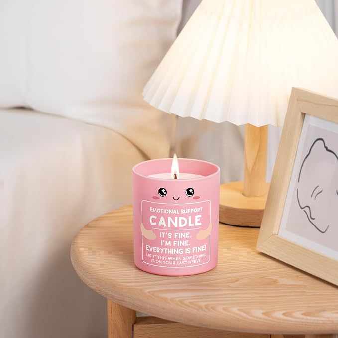Funny Emotional Support Candle 10Oz, Cheer Up/Stress Relief/Self Care Gifts for Friends Sister Coworker Mom Wife, It's Fine I'm Fine Everything Is Fine Encouragement Scented Candles for Women