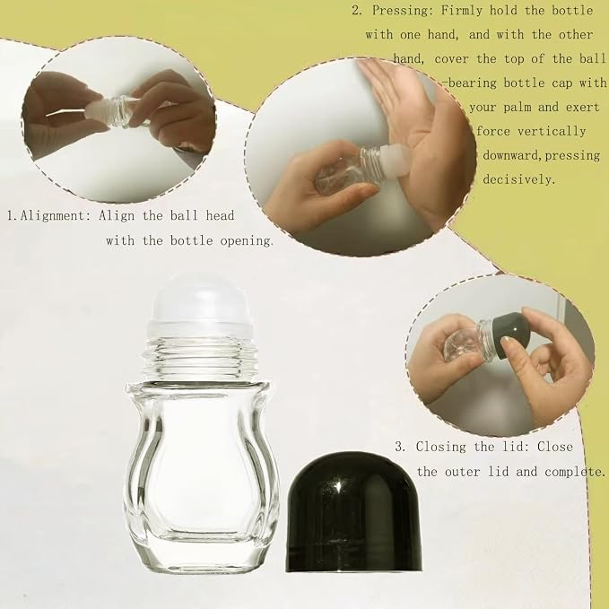 2 Pcs 30ml Glass Roll On Bottles - Empty Refillable Rollerball Containers for DIY Deodorant, Essential Oils, Perfume & Skincare Making (2pcs Oval)