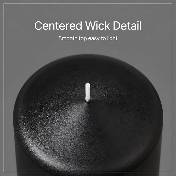 yummi 3" x 8" Black Round Pillar Candles - 3 per Pack
