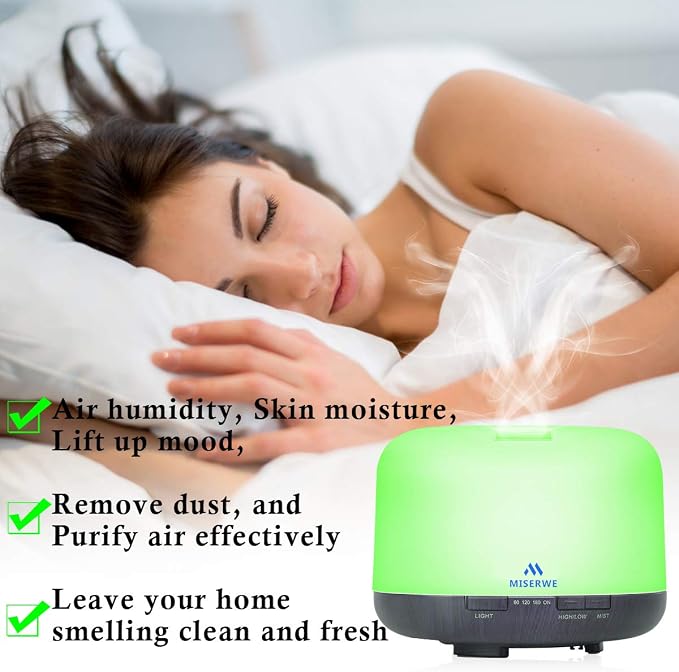 Diffuser 500ML Essential Oil Diffuser with Adjustable Mist Mode and 4 Timer Setting Diffuser for Essential Oils Waterless Auto Shut-Off for Home Office Yoga Spa