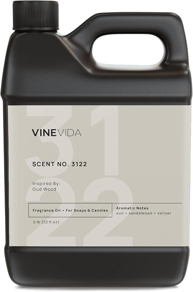 VINEVIDA Scent NO. 3122 Fragrance Oil - 32oz (2lbs) - Inspired by: Oud Wood Fragrance Oil for Candle Making - Made in USA Candle Scents Scents for Soap Making