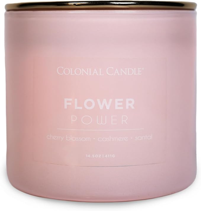 Colonial Candle Flower Power Scented Jar Candle, Pop of Color Collection, 3 Wick, 14.5 oz - Up to 60 Hours Burn