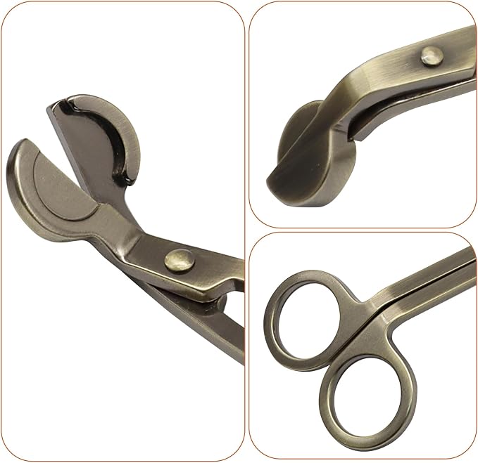 Candle Wick Trimmer, Stainless Steel Candle Wick Clipper Wick Cutter Scissor, Antique Bronze