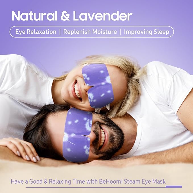 BeHoomi Steam Eye Mask, 10Packs Heated Eye Mask, Self Heating Disposable SPA Warm Compress for Eyes Sleep Mask, Travel Essentials & Relaxation Gifts for Women (Lavender Scent)