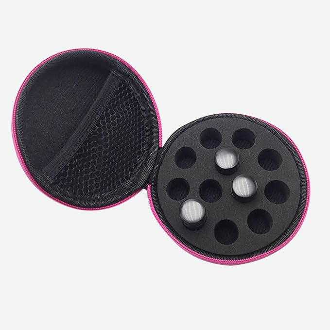 Glass Bottle Bundle Essential Oils Case Hard Round Carrying Case Storage Bag for 1ML 2ML Roller Bottles Oil Vial Bottles (12 Holes Purple)