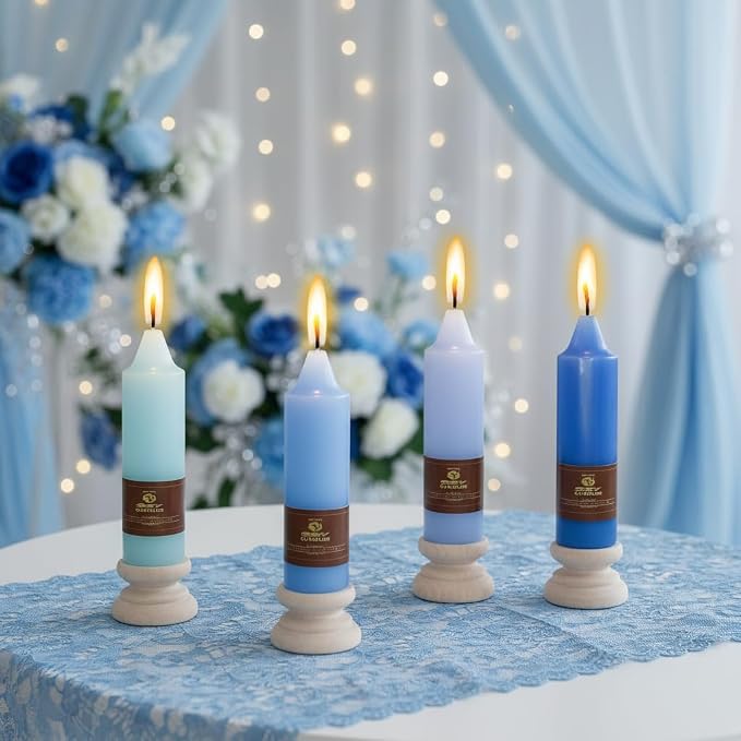 5 Inch Short Taper Candles Gradient Blue 4 PCS Handmade Candle for Dinner Household Wedding Party Home Décor Candlesticks