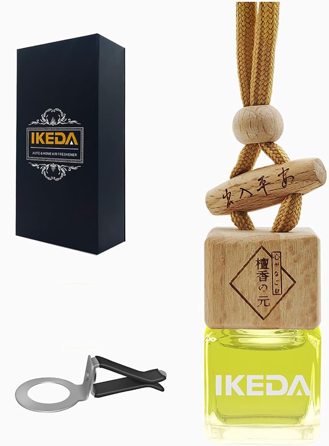 ikeda fragrance Car Air Freshener | Square Hanging Car Scent with Vent Clip Bottle | Long Lasting Fragrance | Essential Oil Diffuser | Odor Eliminator Deodorizer (Square-Pineapple)