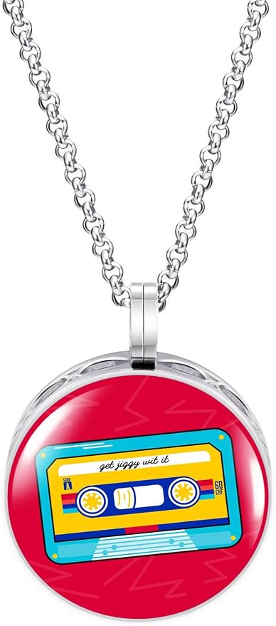 Wild Essentials Red Tape Enamel Finish Essential Oil Diffuser Necklace Gift Set - Includes Aromatherapy Pendant, 24" Stainless Steel Chain, 8 Color Refill Pads
