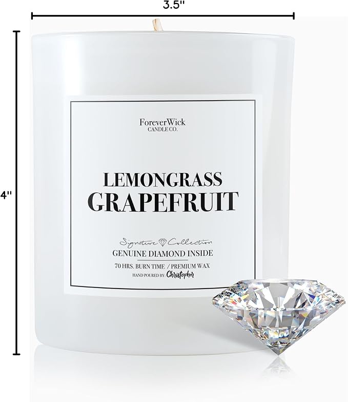 Foreverwick Lemongrass Grapefruit Candle | Anniversary & Birthday Gift | Strong Scented, 14 oz & 70 Hour Burn Time