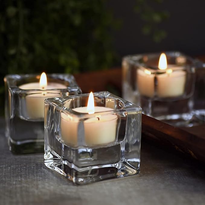 DEYBBY Scented Soy Tealights, Aromatherapy Soy Wax Candle Bulk|Clear Cup|12 Counts|Long Lasting|4 Hour Burn Time|Jasmine|for for Party and Home Decoration