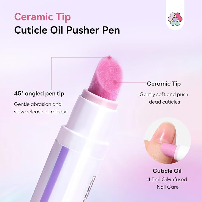 SAVILAND Cuticle Remover Pen: Ceramic Cuticle Pusher & Oil Pen 4.5ml Nail Strengther & Growth Cuticle Oil Nail Care Pen for Hangnails Dry Damaged Nails Moisturize Strengthen Brighten 2PCS
